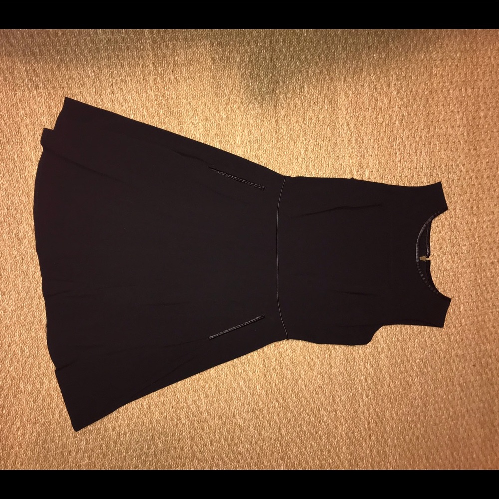Ann Taylor loft black dress with leather accents